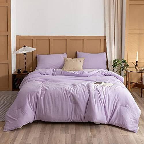 King Size Lavender Comforter Set 3pcs Boho Purple 1