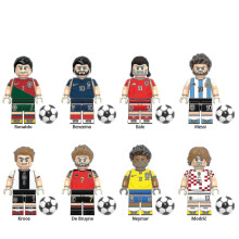 Wereldkampioenschap voetbalsterren figuren bouwblokken kinderspeelgoed 4,5 cm set van 8