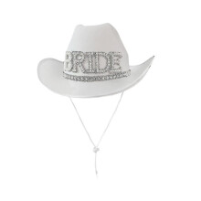 Dameshoed, witte, elegante cowgirlhoed, bruid, bruiloft, feest, foto, kostuum, rekwisieten