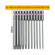 11pcs 100mm S2 1/4 Inch Torx Screwdriver Hex Bits Precision Drill Magnetic Safety Screwdriver T6-t40 Cisea Long Head Torx Screwdriver