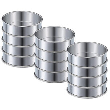 12 stuks 3,15 inch dubbelgerolde taartringen van roestvrij staal, ronde muffinringen, metalen crumpetringen