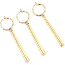 3 stuks Zoro clip-on oorbellen, echte piercing, One Piece Zoro cosplay oorbellen, goudkleurig, hangend,