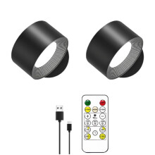 Appliques Murales LED avec Télécommande, 3 Couleurs et Variateur, Magnétique, Rotative à 360, Rechargeable, 2000 MAh.