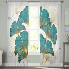 Sheer Curtains Ginkgo Biloba Marble Texture 52x96 in 2