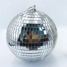 Silver Mirror Reflective Disco Ball Hanging 12-inch