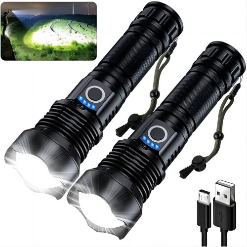 Rechargeable LED Flashlight 990K Lumens 5-Mode 2-Pack