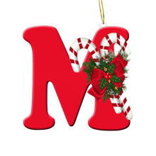 Red Christmas Letter Ornaments A-Z 26 Pieces