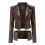 Women's Faux Leather Long Jacket Brown XL 1