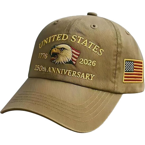Red Baseball Cap USA 250th Anniversary Adjustable
