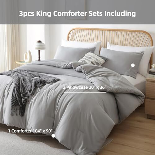 King Size Grey Comforter Set 3pcs 1