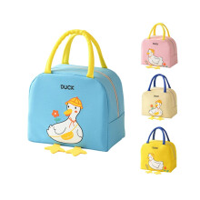 Kawaii Lunch Bag Cartoon Duck Reusable Warm Handbag Pink