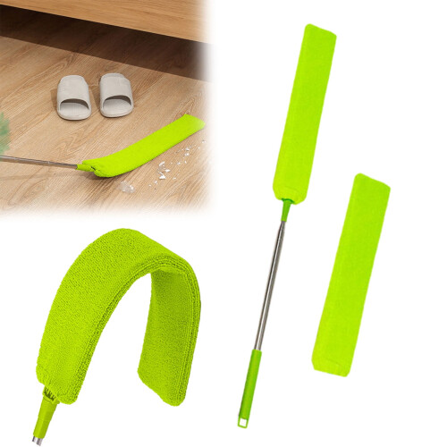 Retractable Flat Cleaner with Removable Microfiber Cloths 1