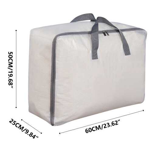 Clear Zippered Comforter Storage Bag 75L 23.6x19.7x9.8 in 2