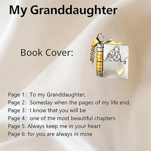 Granddaughter Book Necklace Personalized Gold Silver Locket 1