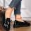 Willtoo Women's Bowknot Loafers Black Slip-On Platform 6