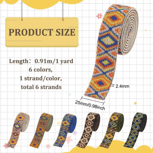 Jacquard Elastic Bands Polyester 1 Inch Wide 6 Yards 1