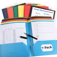Plastic Folders with Pockets 7-Pack Letter Size Rainbow