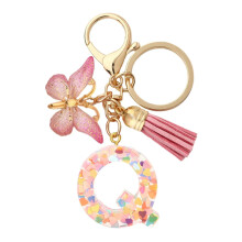 Resin Butterfly Pendant Keychain with Sequins