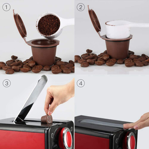6 Capsule Riutilizzabili per Espresso Riutilizzabili per Macchina da Caffè  Capsule Riutilizzabili per Capsule Vuote 2