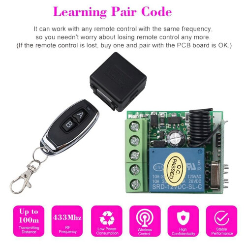 2X  12V Single Channel Relay Module Universal Wireless  RF Relay Receiver + 2 Remote Controller 1