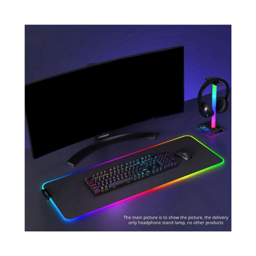 2X Supporto per cuffie da gioco con luce RGBPorte USB, jack audio da 3,5 mm, touch, supporto per cuffie, luce 2