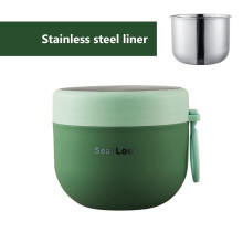 Stainless Steel Insulated Soup Cup with Spoon and Lid 16 oz
