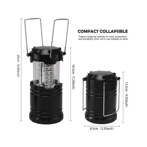2 unidades de lanterna LED para camping e trilhas com 30 LEDs cada, à bateria, para pendurar em barraca. 1