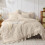 Beige Seersucker Comforter Set Full Size 3-Pc 1