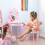 Kids Dressing table Set w/ Mirror, Stool, Drawer, Cute Patterns, for Ages 3-6 Years - Pink 4