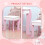 Kids Dressing table Set w/ Mirror, Stool, Drawer, Cute Patterns, for Ages 3-6 Years - Pink 8