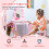 Kids Dressing table Set w/ Mirror, Stool, Drawer, Cute Patterns, for Ages 3-6 Years - Pink 6