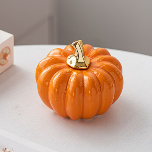 Mini Halloween Pumpkin Ceramic Figurine Orange 1