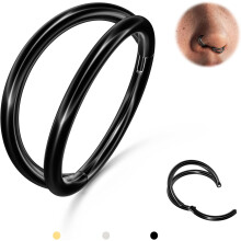 Titanium Hoop Nose Ring 16G 18G 20G CZ Gold Black Silver