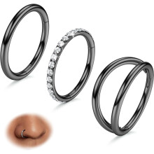 Nose Hoops 316L Surgical Steel 3 pcs 14G-20G 7-10mm