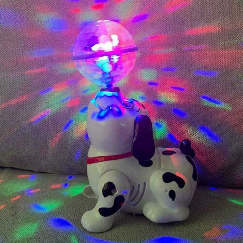 Cachorro robô eletrônico que anda, dança e é um brinquedo musical inteligente com luzes e sons para crianças. 1
