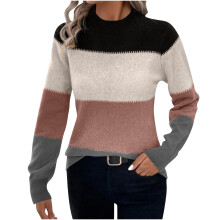 Women's Colorblock Long Sleeve Crew Neck Sweater