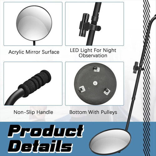Under Vehicle Inspection Mirror with Light and Telescopic 1