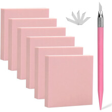 6 Pièces 2x2 Pouces Bloc de Gravure en Caoutchouc Rose, Outil de Gravure pour la Gravure, L'Impression, les Timbres en Caoutchouc Souple Artisanat,