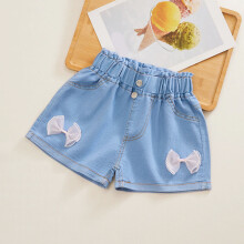 Denim Pleated Skirt for Girls with Lace Trim and Pockets