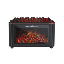 Humidificateur à Flamme de Cheminée, Diffuseur de Lumière D'Ambiance Colorée, Diffuseur D'Arômes de Flamme de Bois Simulée de Bureau A