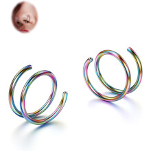 Softened 316L Stainless Steel Double Hoop Nose Ring 2 pcs