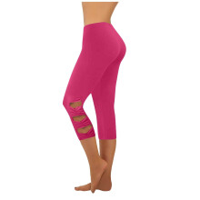 Women's High Waisted Capri Yoga Pants Hollow Out Bottom