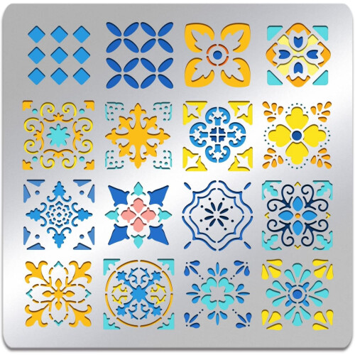 Stainless Steel Tile Pattern Stencil Kit 6.14 x 6.14 Inch