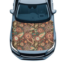 Car Hood Cover Elastic Polyester Waterproof Ethnic Floral