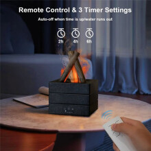 Humidificateur à Flamme, Diffuseur D'Huiles Essentielles Aromatiques avec Télécommande et Lumière, Blanc