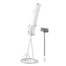 Mousseur à Lait Électrique USB, Cafetière, Mixeur, Batteur à Œufs Sans Fil de Cuisine, Mixeur à Crème Huang Blanc