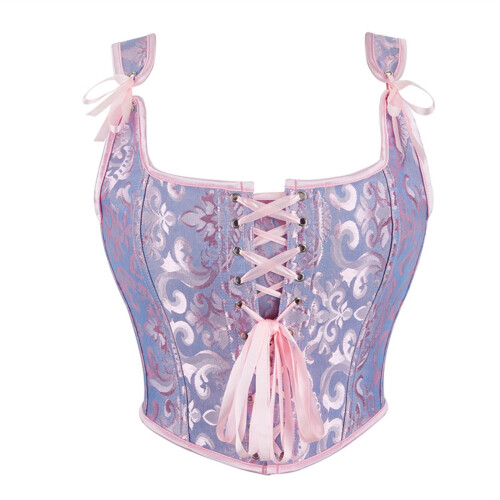 Women's Vintage Corset Bustier with Grommet Lace-Up Front