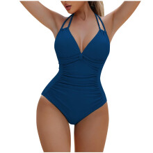 Women's Tummy Control One-Piece Swimsuit with Halter Neck
