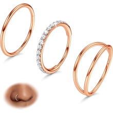 3Pcs Nose Hoops 316L Surgical Steel 14G-20G 7-10mm