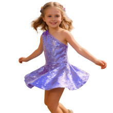 AWZXDE Girls Off-Shoulder Sequin Party Dress Purple Short